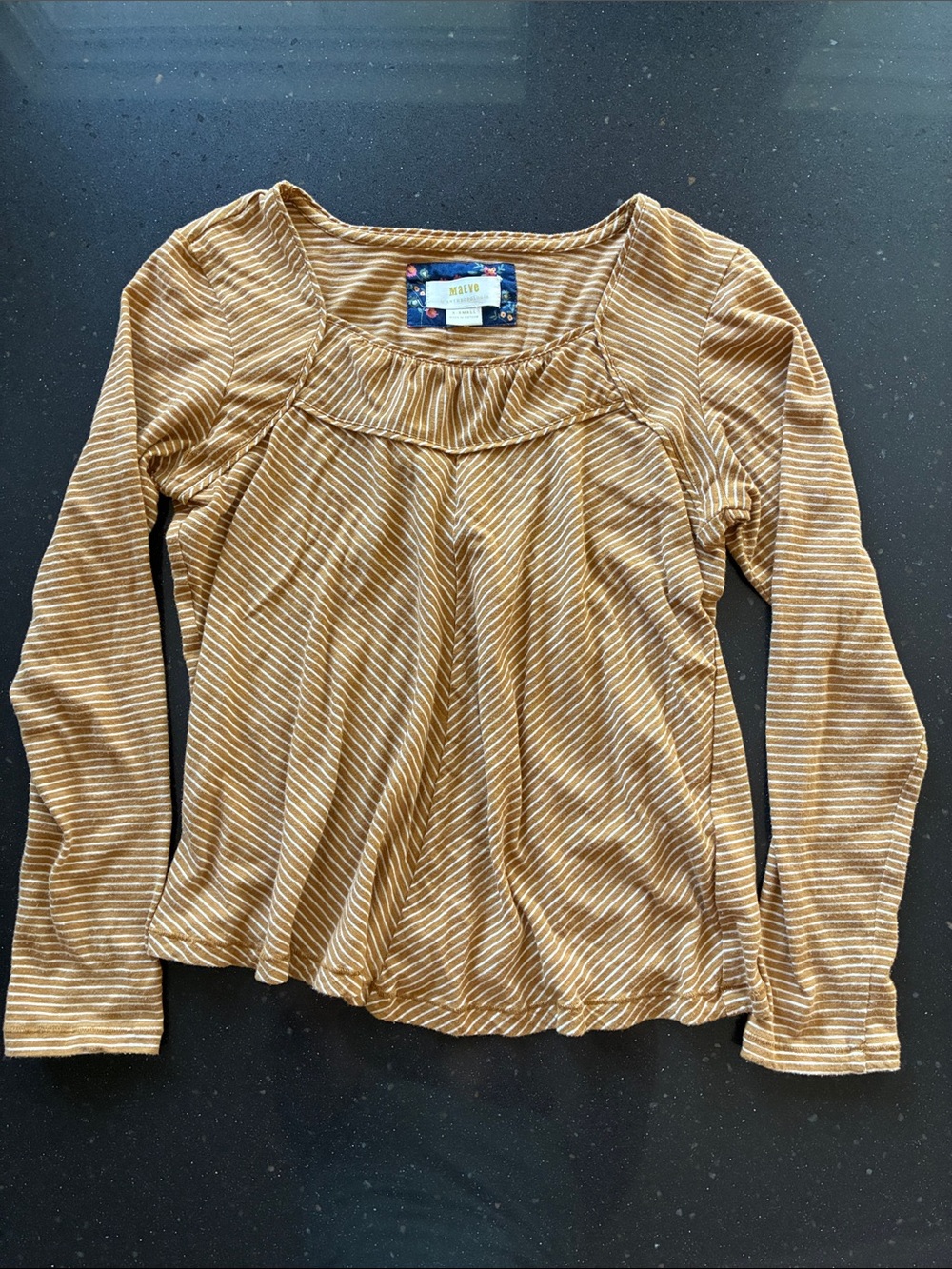 Anthropologie Maeve Kenley Striped Long Sleeved Tee Size XS
